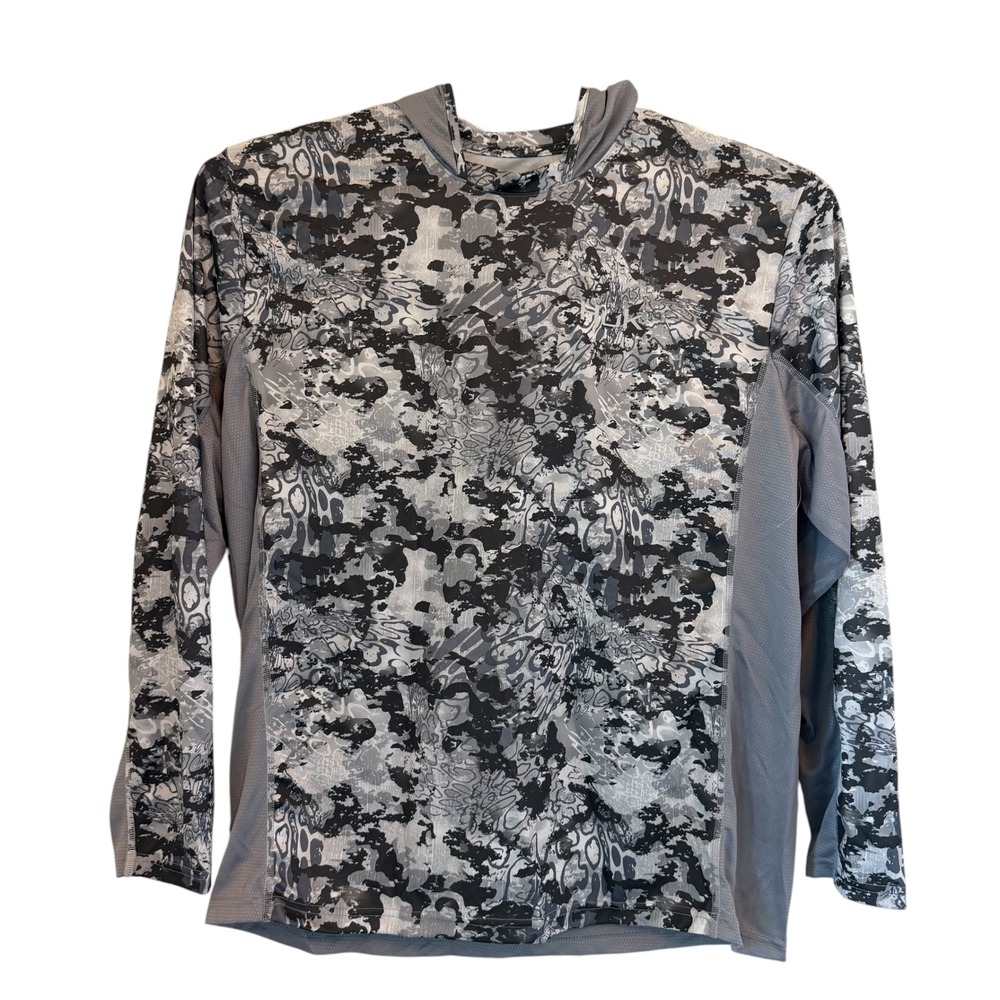 Huk Sun Shirt Mens XL Performance Fishing Hoodie Grey Camo Long Sleeve Mesh - Picture 7 of 12